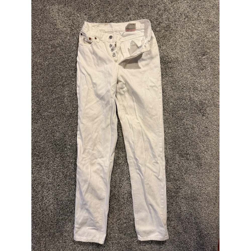 Vintage Levis 501 Relaxed Fit White Jeans Womens 5‎ Medium Denim Cotton USA Made